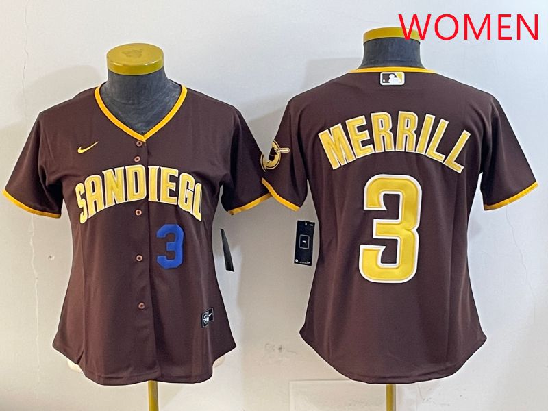 Women San Diego Padres #3 Merrill Brown Game 2025 Nike MLB Jersey style 5